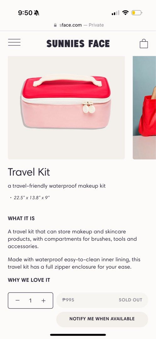 Sunnies Face Travel makep pouch (Category: Makeup) located in Quezon City. Submitted by secondsandthings (Listing ID 1364899647, Image 1). Description: .
