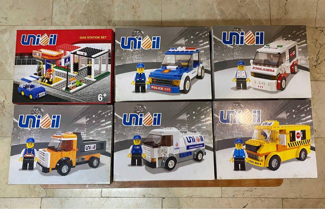 Unioil Lego 6 pcs car sets (Category: Lego & Building Sets) located in Valenzuela. Submitted by philoris (Listing ID 1364896927, Image 1). Description: Hi guys, Selling brand new Unioil Lego 6 pcs car sets 2,400 slightly negotiable Meet up sm Valenzuela only, lalamove or lbc available Thanks .