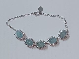 Sale! 高質海藍寶水晶銀手鍊（925, 全新, 韓國製）64208958405251110