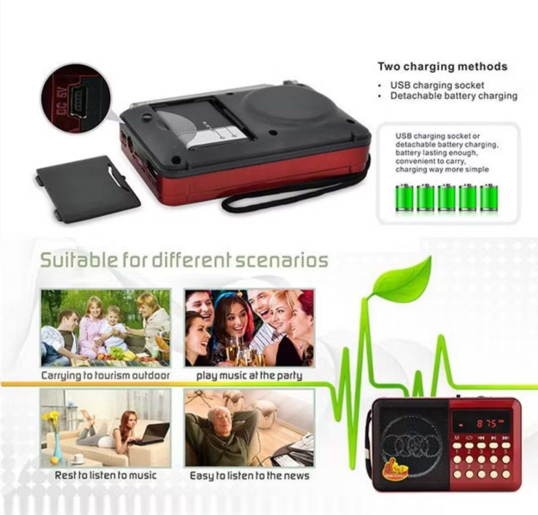 🔥 FIRE SALE💥 Portable Digital Radio_ Multifunction Rechargeable_FM With USB TF Card Port_MP3 Player [SG SELLER 🇸🇬]63848165622915111
