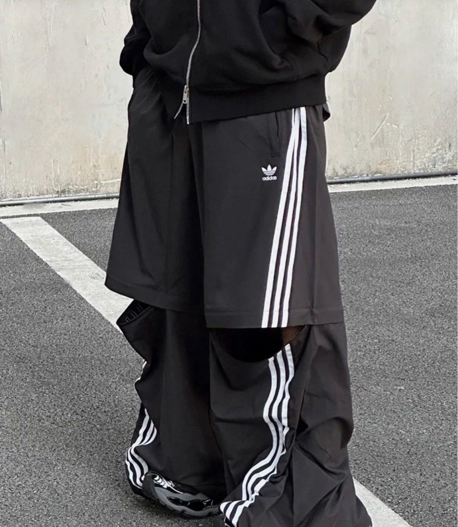 新品 adidas originals TP OVERSIZED ZIP OFF adidas Originals TP Oversized Zip Off Loose Striped Casual