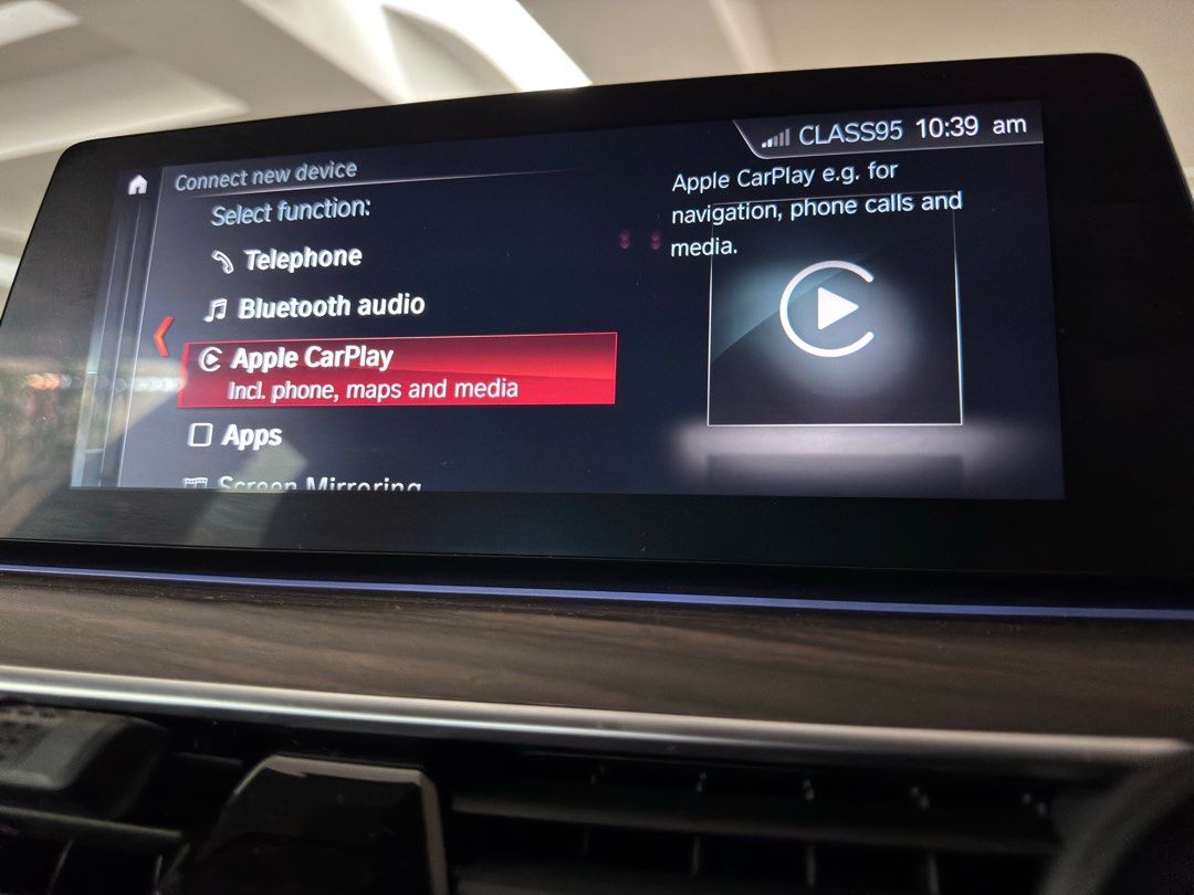 BMW/MINI Apple CarPlay Activation/Coding [F06, F12, F15, F16, F20, F21, F22, F23, F25, F26, F30, F31, F32, F33, F34, F36, F45, F80, F82, F83, F85, F86, F87, F90, F97, F98, G01, G02, G05, G06, G11, G12, G20, G22, G30, G32] (Category: Electrical & Electronics) located in Singapore. Submitted by bummercoder (Listing ID 1337339146, Image 2). Description: Get your original Wireless Apple CarPlay activated now! Seamless integration with your BMW iDrive