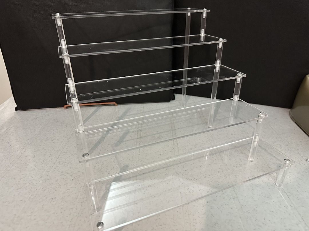 BN 5 tiers levels acrylic product display transparent rack wider width ...