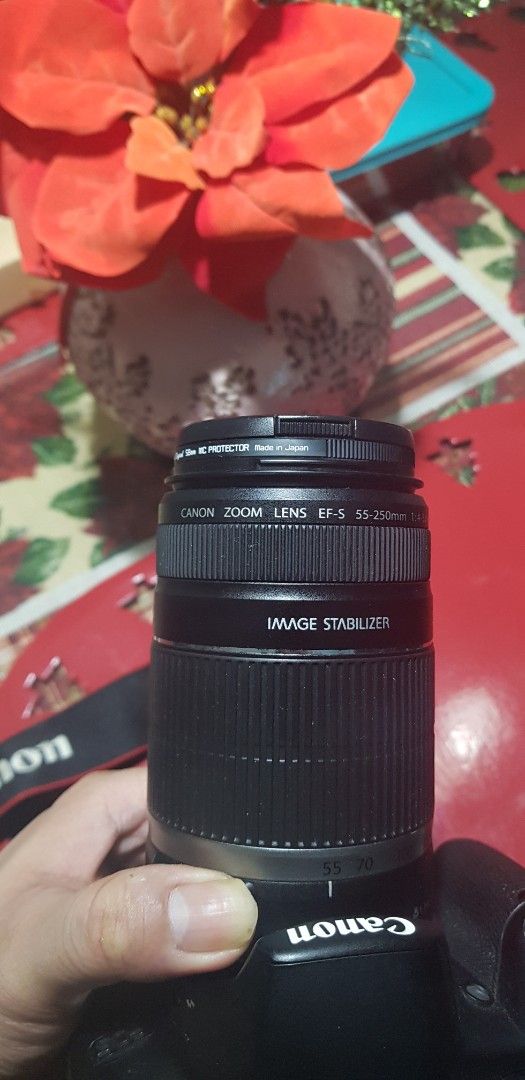 Canon DSLR Camera EOS 500D for Sale (Category: Cameras) located in Makati City. Submitted by alseastres2000 (Listing ID 1365008526, Image 3). Description: Negotiable price Canon DSLR Camera EOS 500D includes: Camera itself Wide strap (no issues) Currently installed zoom lens (55-250mm, 1:4-5.6 IS) Original zoom lens (18-55mm, 1:3.5-5.6 IS) Lens hood Battery and charger (working) Cables (included ang interface at AV cable) Microfiber cloth Instruc