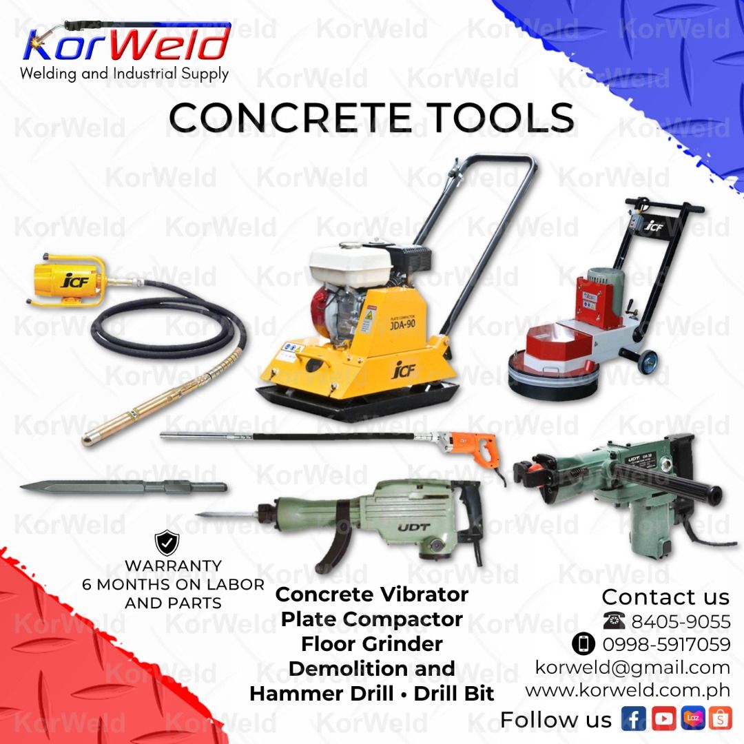 Concrete Vibrator, Plate Compactor, Floor Grinder, Demolition Hammer (Category: Looking For) located in Manila. Submitted by korweld.ph (Listing ID 1364986388, Image 1). Description: Conrete Tools and Machines Made in Korea Concrete Vibrator Plate Compactor Floor Grinder Demolition and Hammer Drill Drill Bit KORWELD INC. Welding and Industrial Supply Contact Numbers : Mobile : 0998-591-7059 Landline : 8354-9375 / 8405-9055 Manila Showroom and Ser