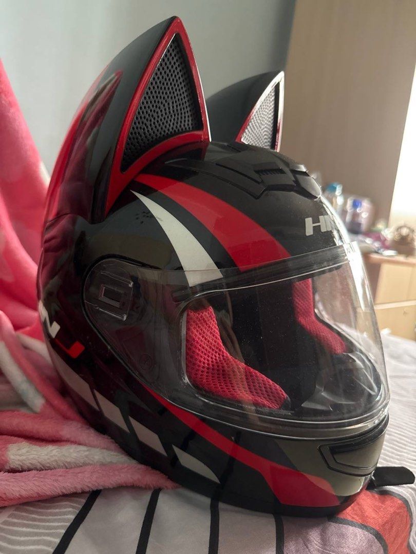 HNJ Cat Ear Motorcycle Helmet, Motorcycles, Motorcycle Apparel on