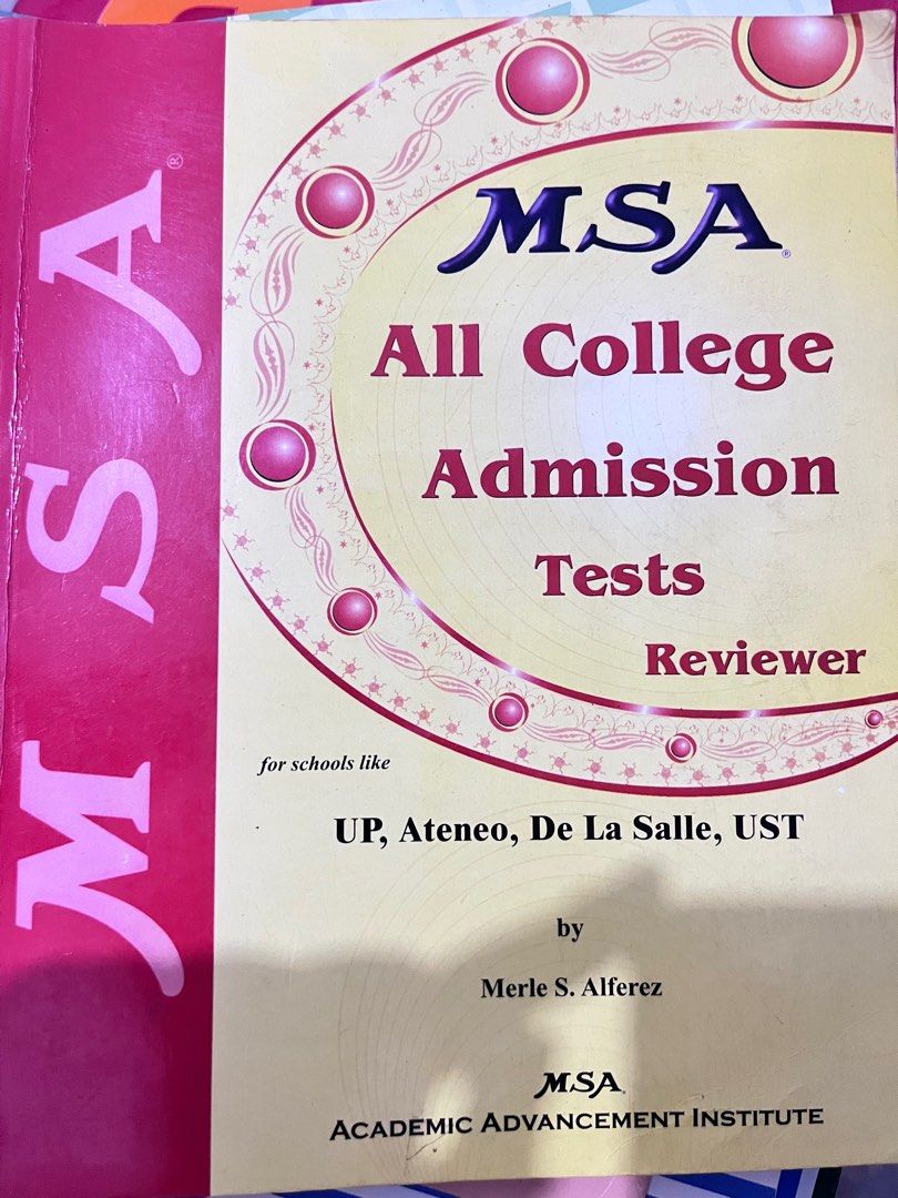 MSA College Admission Tests (Category: Textbooks) located in Cavite. Submitted by xyzzxx (Listing ID 1365056651, Image 1). Description: MSA All College Admission Tests MSA Comprehensive Mathematics Reviewer MSA Practice Test.