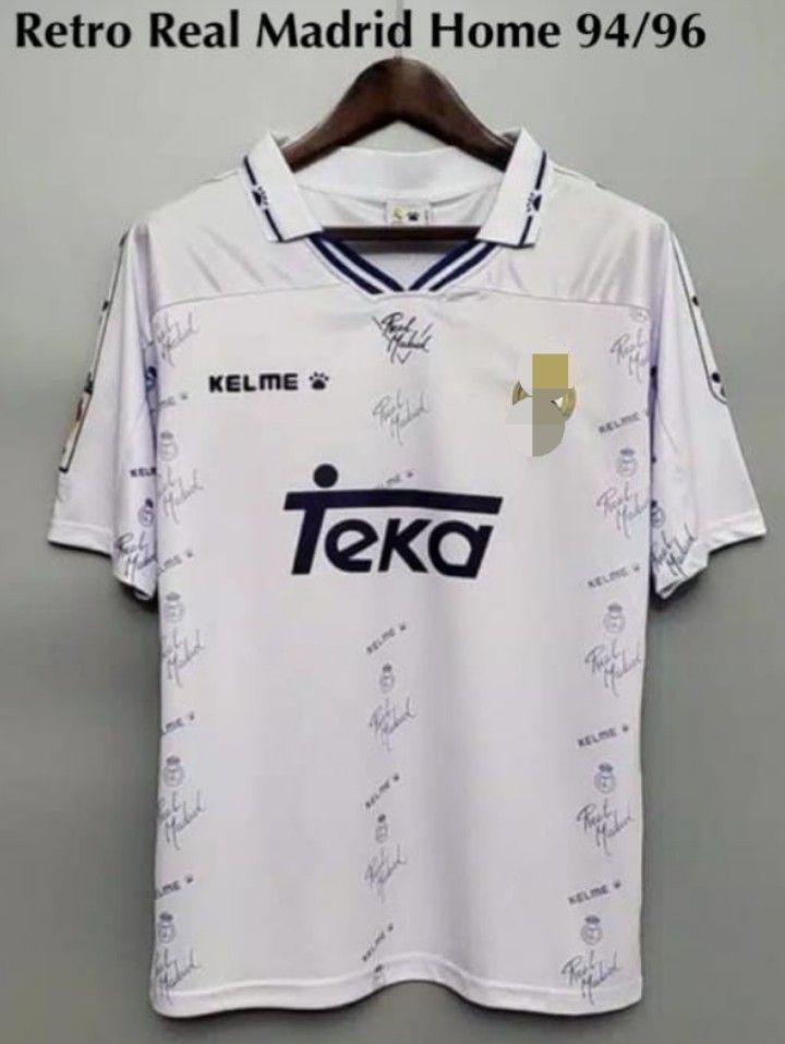 Real Madrid home 94/96 jersey vintage/retro (Category: Activewear) located in Singapore. Submitted by hoodiepl (Listing ID 1365068376, Image 1). Description: brand new size S M L XL avail item be sending using tracking mail takes 1-3 working days no meet up no self-collect.