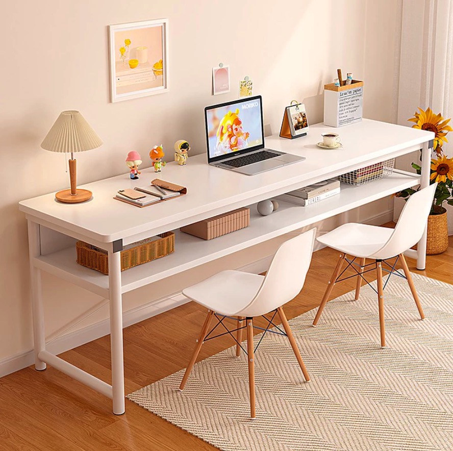 Study Table Set | Home Office Desk | White Modern Desk | Laptop Working ...