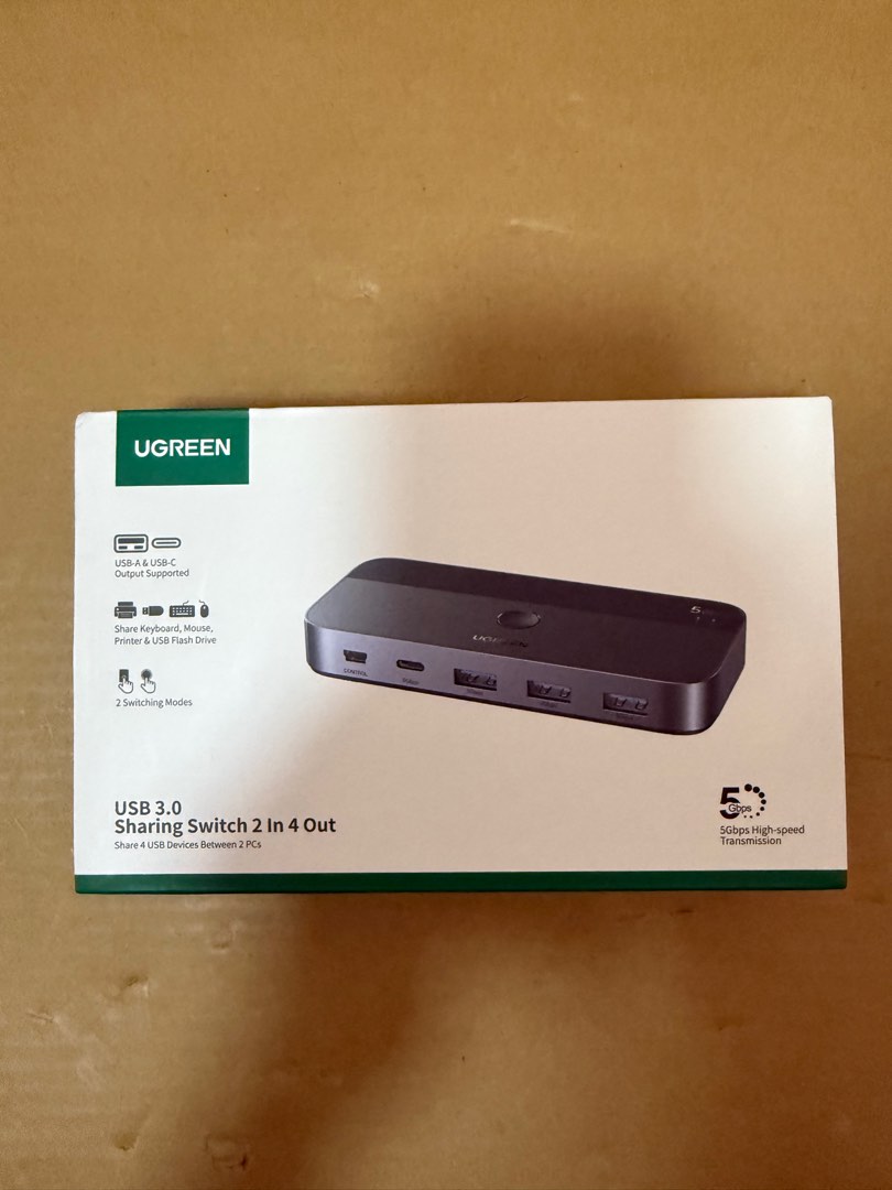 UGREEN USB 3.0 5Gbps Switch 2 Computers Sharing USB-C & USB-A Devices ...