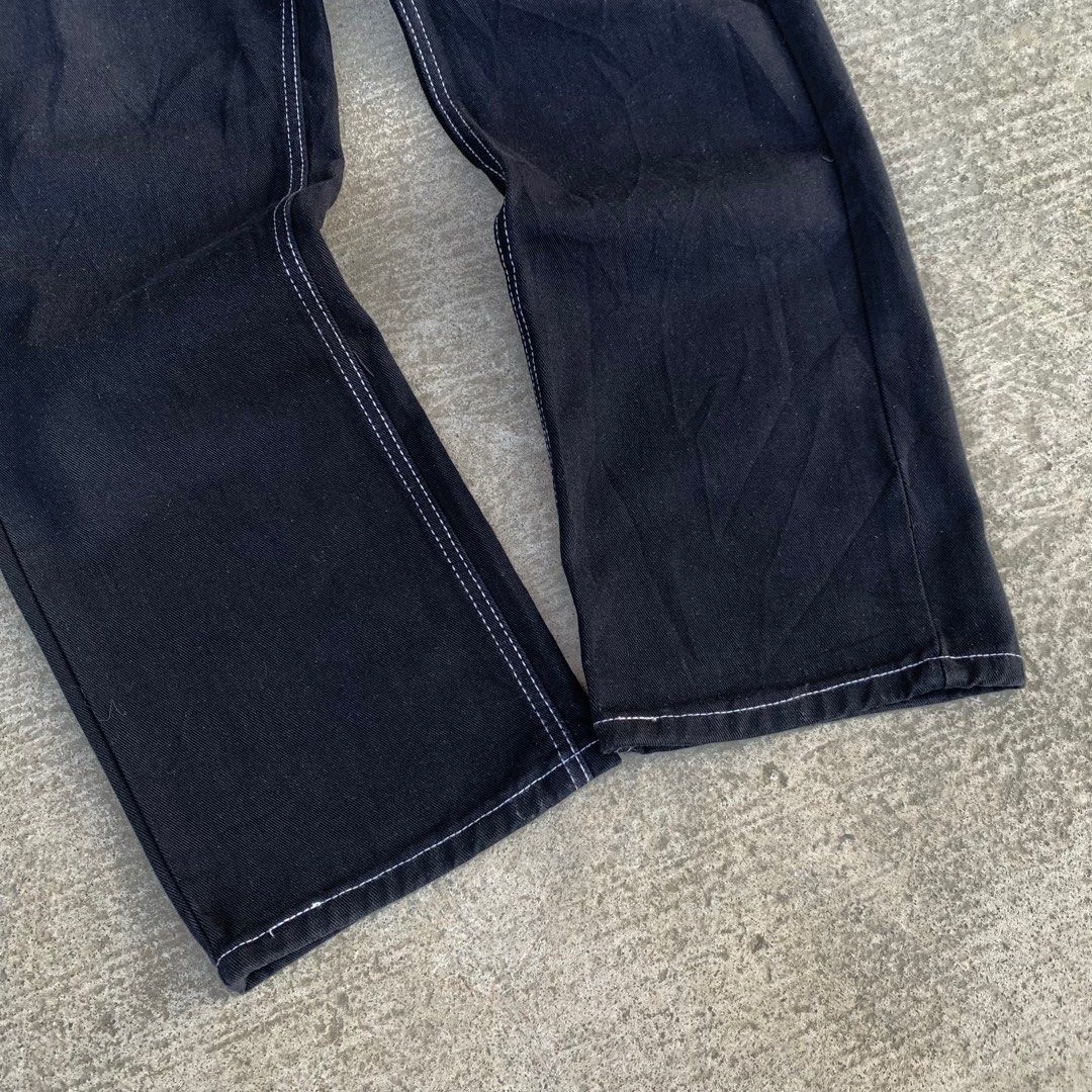 Black Canvas White Stitches Straight Pants (Category: Jeans) located in Tandag. Submitted by rndm_stff1 (Listing ID 1365152922, Image 2). Description: Black Canvas White Stitches Straight Pants waist “28 length “41 thigh “11.5 hem “8.5 ₱350.