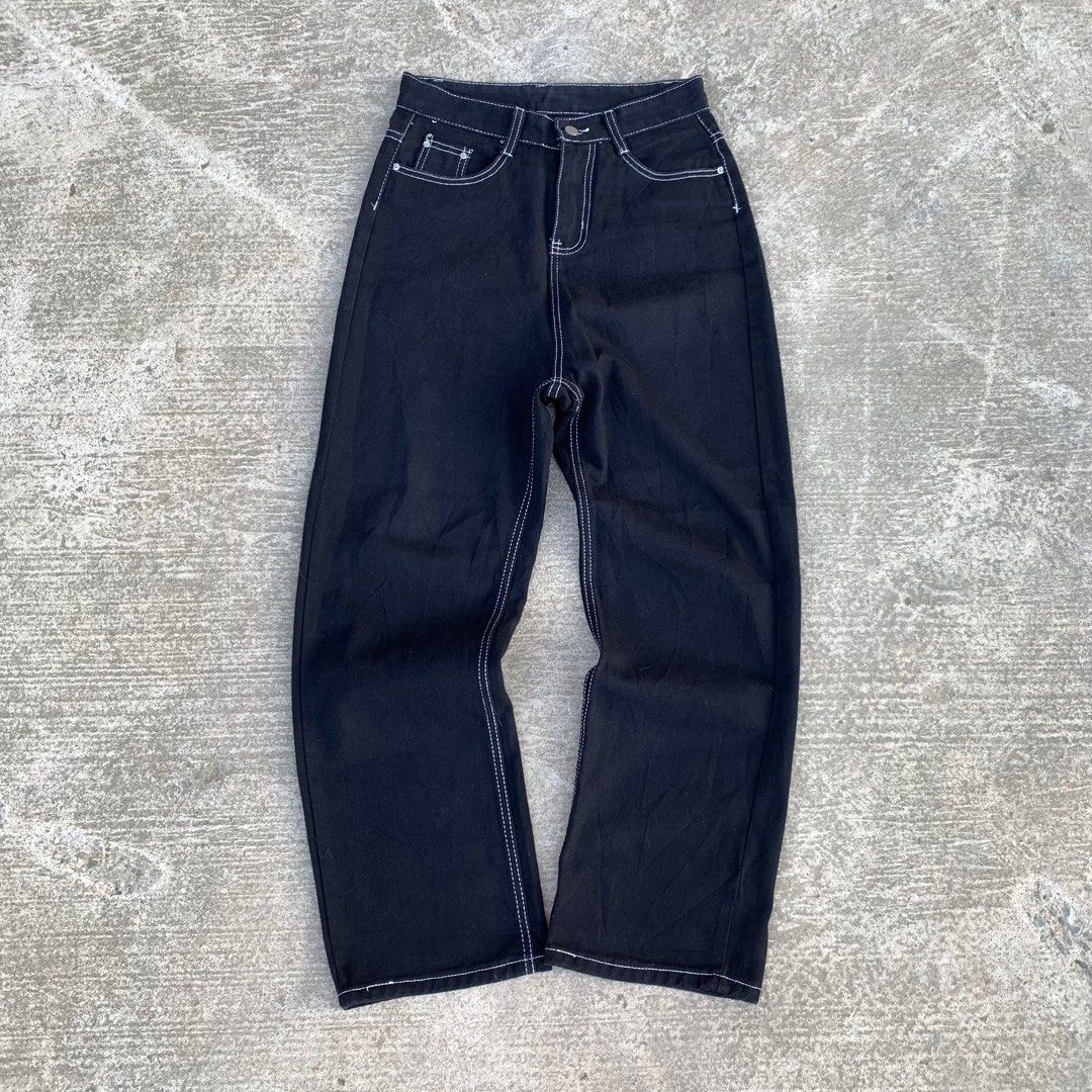 Black Canvas White Stitches Straight Pants (Category: Jeans) located in Tandag. Submitted by rndm_stff1 (Listing ID 1365152922, Image 1). Description: Black Canvas White Stitches Straight Pants waist “28 length “41 thigh “11.5 hem “8.5 ₱350.