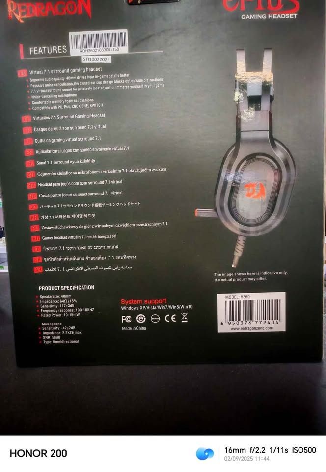 Brandnew Redragon EPIUS (Category: Headphones & Headsets) located in Cavite. Submitted by dwelancas79880 (Listing ID 1365235490, Image 2). Description: - Connectors: USB - Headphone Pads Material: Memory Foam - Support Memory Card: No - Resistance: 640±15%Ω - Waterproof: No - Frequency Response Range: 100 - 10000Hz - With Microphone: Yes - Features: With Microphone.
