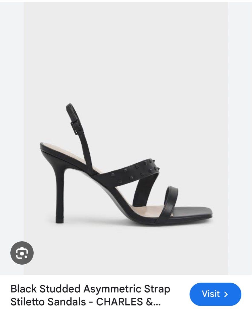 Charles & keith asymmetric studded sandals (Category: Heels) located in Las Pinas. Submitted by masterjac (Listing ID 1365231649, Image 1). Description: Decluttering. Used twice at most. MOP: Metrobank / gcash Buyer to book own courier. Location is near Festival mall Alabang. Monday-Thursdays 7:00 AM to 3:00 PM. Thank you .