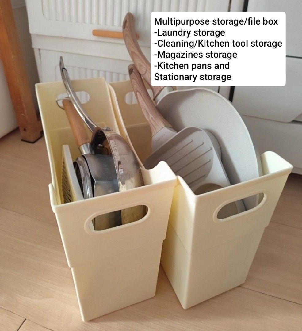 Cream storage (high quality) (Category: Food Organization & Storage) located in Cavite. Submitted by jane_ava (Listing ID 1365205098, Image 1). Description: Thick high quality japan made storage i gave big discount for 6pcs and up multipurpose storage /file box can be used for your laundry storage, cleaning tools, kitchen tools,magazines, kitchen pans, stationary ,etc. sold per piece color posted : cream size: 13 inches or 33 cm length 5 inches o