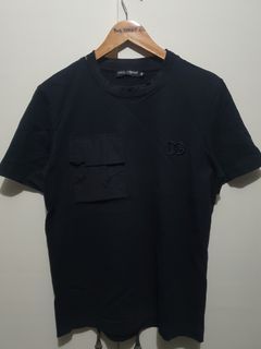 Dolce and Gabanna Pocket  Embroidered Black Shirt