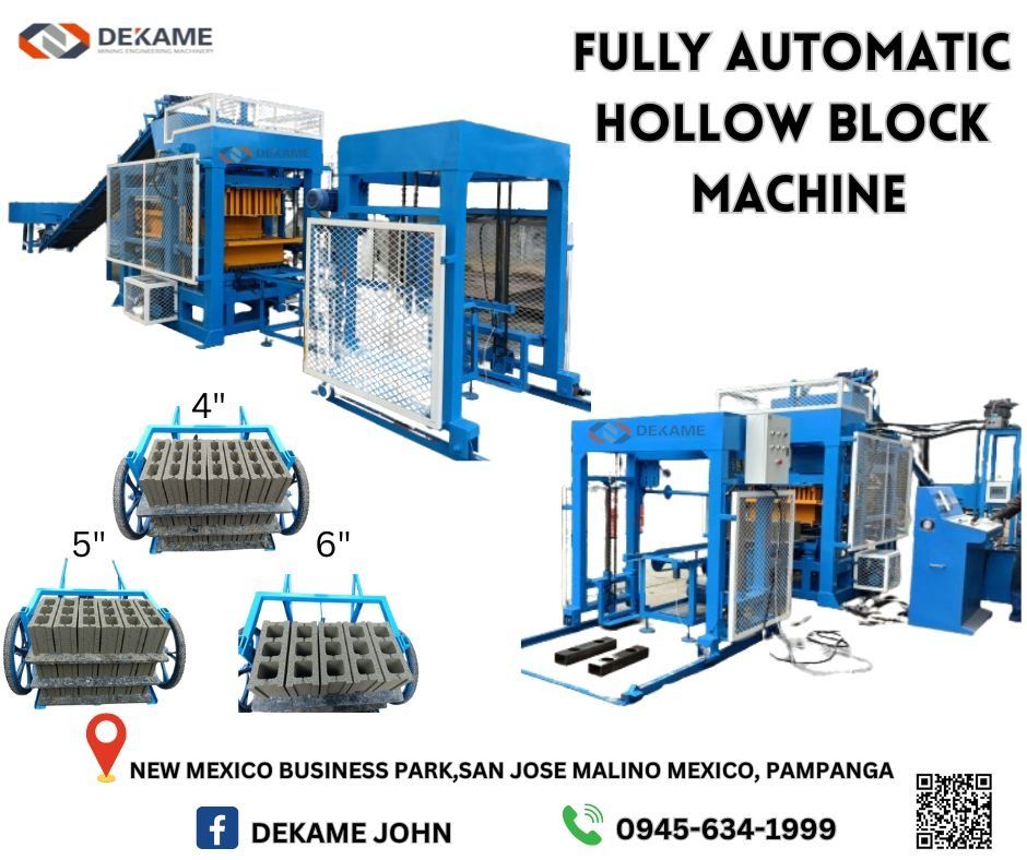 FULLY AUTOMATIC HOLLOW BLOCK MACHINE (Category: Construction & Building Materials) located in Mexico. Submitted by andreidingb02024 (Listing ID 1365204659, Image 1). Description: FOR SALE!!! FULLY AUTOMATIC HOLLOW BLOCK MACHINE If you're interested please contact us or drop a personal message here in our account. (0945-634-1999) Located @ San Jose Malino Mexico, Pampanga .