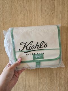 Kiehl's canvas cosmetic roll up organizer bag pouch