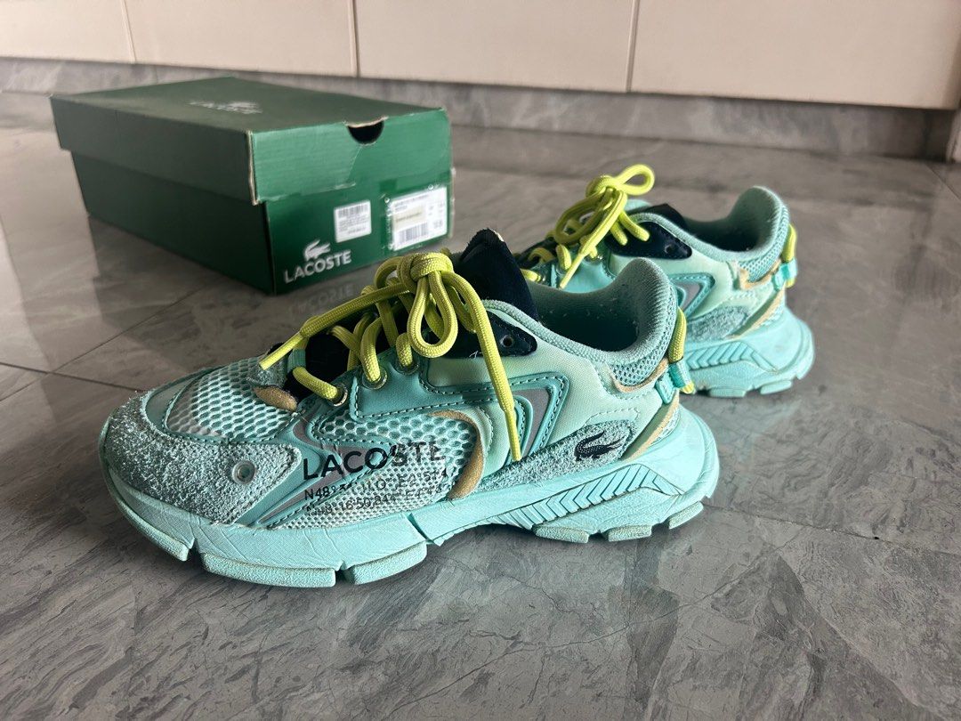 Lacoste Sneakers (Category: Sneakers) located in Lipa City. Submitted by bituinpreloved (Listing ID 1365169131, Image 2). Description: Lacoste Sneakers - lightly used - color teal/blue green/neon green/navy blue - ortholite, light weight - size EUR36, USA5.5, UK3.5 - with box, extra shoe lace and tag .