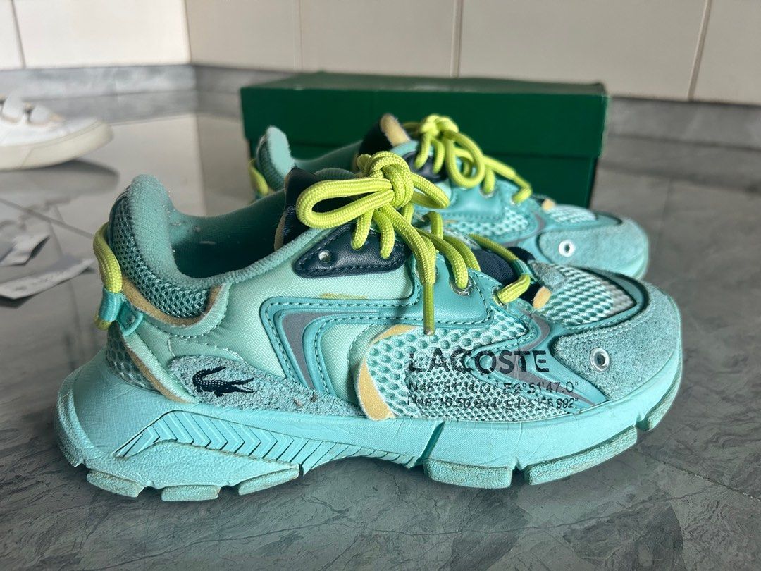 Lacoste Sneakers (Category: Sneakers) located in Lipa City. Submitted by bituinpreloved (Listing ID 1365169131, Image 1). Description: Lacoste Sneakers - lightly used - color teal/blue green/neon green/navy blue - ortholite, light weight - size EUR36, USA5.5, UK3.5 - with box, extra shoe lace and tag .