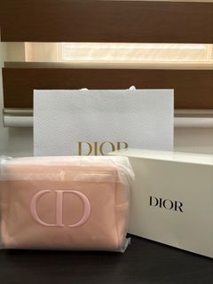 RUSH ‼️AUTHENTIC & ORIGINAL 💯 Pink CD Dior Cosmetics Makeup Bag Pouch Smooth Medium Size Logo Luxury Designer VIP Gift