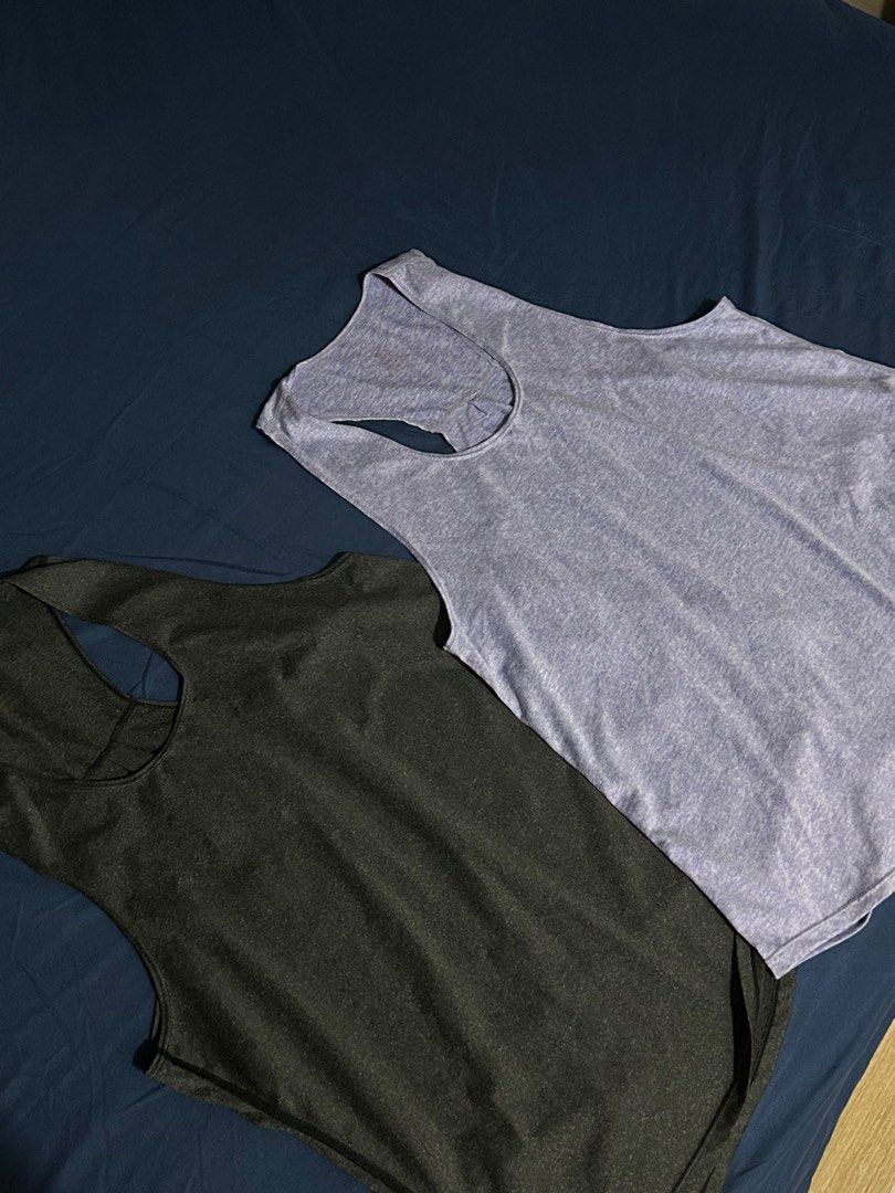 Workout Top (Get 2 for ₱300) (Category: Activewear) located in Makati City. Submitted by declutterwjn_ (Listing ID 1365296622, Image 1). Description: Lost weight so these are loose on me now. Fabric is drifit and pretty stretchy. Best fits large to XL frames. Get both for ₱300. ₱200 each. .