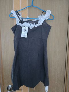 白花邊灰吊帶裙64230340082691110