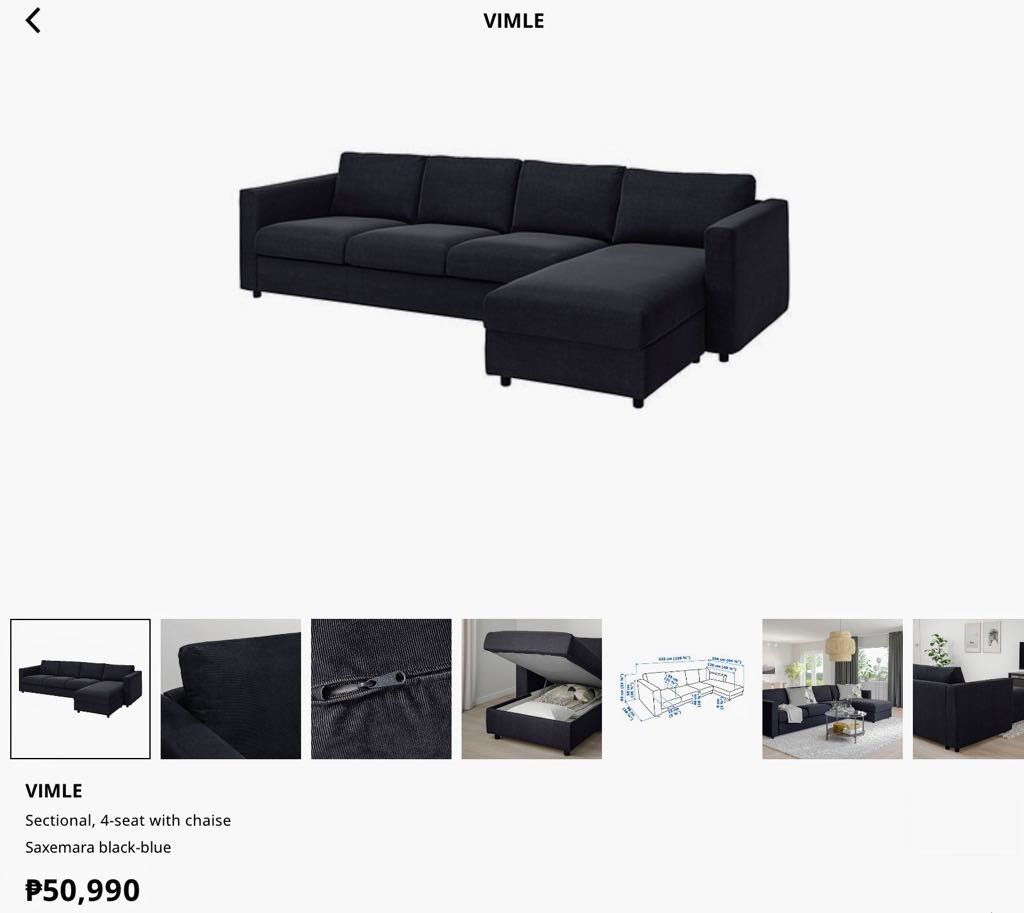 IKEA Vimle Sofa with Headrest (Category: Sofas) located in Quezon City. Submitted by stephliao0421 (Listing ID 1365341437, Image 3). Description: IKEA Vimle Sofa w/ 2 headrest No damage Already plastic wrapped for delivery.
