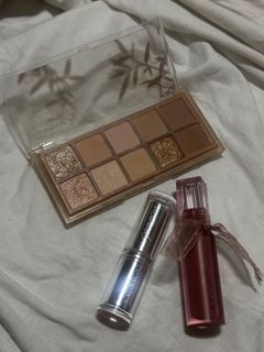 MAKEUP BUNDLE TAKE ALL - Nature Republic Color Blossom  New Mood Eye Palette, Peripera Ink Mood Glowy Balm, & Peripera Water Bare Tint
