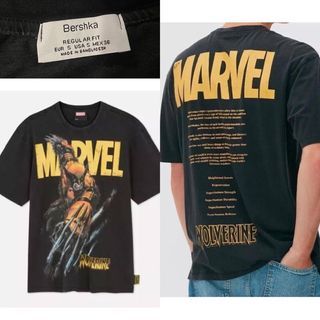 MARVEL Wolverine acid gray charcoal black vintage style printed graphic oversized round neck design tee shirt