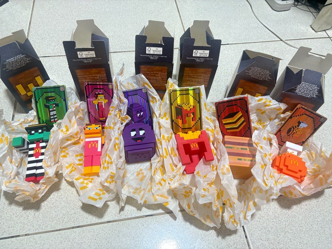 Minecraft mcdo collectibles brandnew (Category: Designer & Blind Box Toys) located in Quezon City. Submitted by mariajuana15 (Listing ID 1365457439, Image 1). Description: collectibles unused code sealed box 6 complete collectibles toys! .