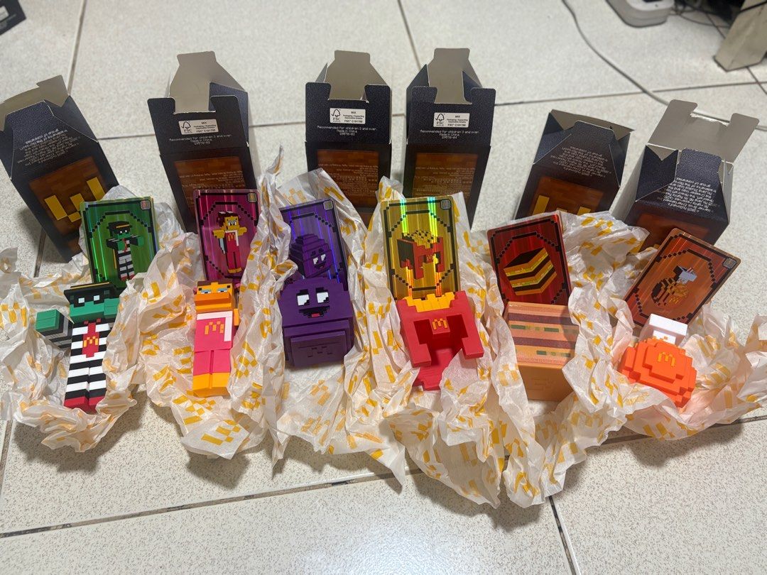 Minecraft mcdo collectibles brandnew (Category: Designer & Blind Box Toys) located in Quezon City. Submitted by mariajuana15 (Listing ID 1365457439, Image 3). Description: collectibles unused code sealed box 6 complete collectibles toys! .