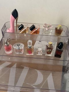 Mini Prada Paradoxe, Burberry Goddess, Armani, Marc Jacobs Daisy, Chanel, D&G, Versace etc