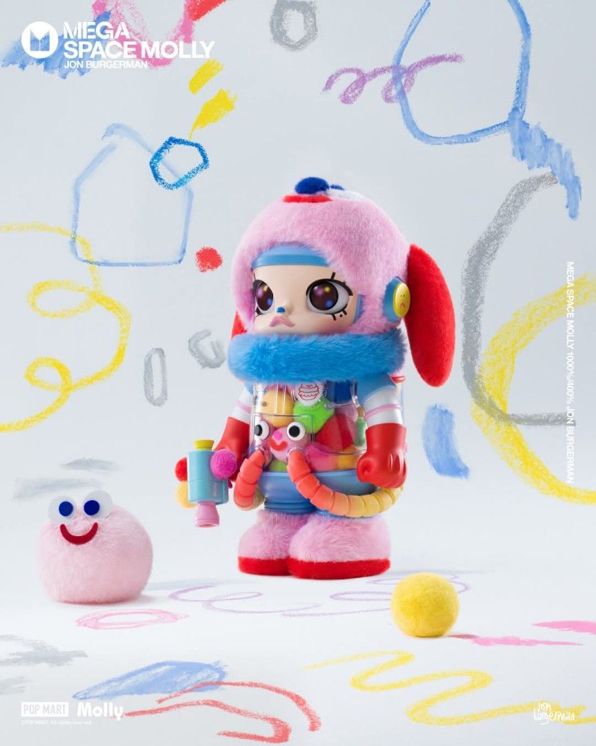Pop Mart Mega Space Molly 400% Jon Burgerman 400%, Hobbies & Toys