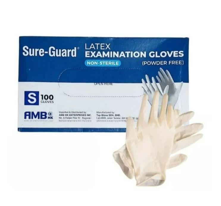 Sure-Guard Latex Examination Gloves (100 Pcs) (Category: Medical Supplies & Tools) located in Manila. Submitted by leeandlet (Listing ID 1365358647, Image 3). Description: Sure-Guard Latex Examination Gloves can be used for multiple purpose from personal errands, grocery, laundry, hospital needs, in tatto shops and many more. Contain 100 pcs per box in size options (Small, Medium, Large) ✓ Powder-free ✓ Non-sterile ✓ FDA approved ✓ Disposable How