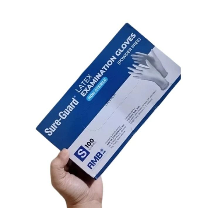 Sure-Guard Latex Examination Gloves (100 Pcs) (Category: Medical Supplies & Tools) located in Manila. Submitted by leeandlet (Listing ID 1365358647, Image 1). Description: Sure-Guard Latex Examination Gloves can be used for multiple purpose from personal errands, grocery, laundry, hospital needs, in tatto shops and many more. Contain 100 pcs per box in size options (Small, Medium, Large) ✓ Powder-free ✓ Non-sterile ✓ FDA approved ✓ Disposable How