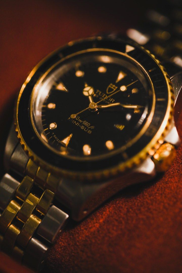Tudor Mini Sub 73091 (Category: Luxury Watches) located in Calamba. Submitted by nikkoneko86 (Listing ID 1365395121, Image 3). Description: up for sale is a two-tone mini sub ref 73091 in good condition. 33mm unpolished case and jubilee bracelet (6249 / 599) Rolex caseback and crown, bezel, dial, hands and indices showing normal signs of use and age. movement runs strong and keeps good time. see this and the full collection at our shop in Binan, 
