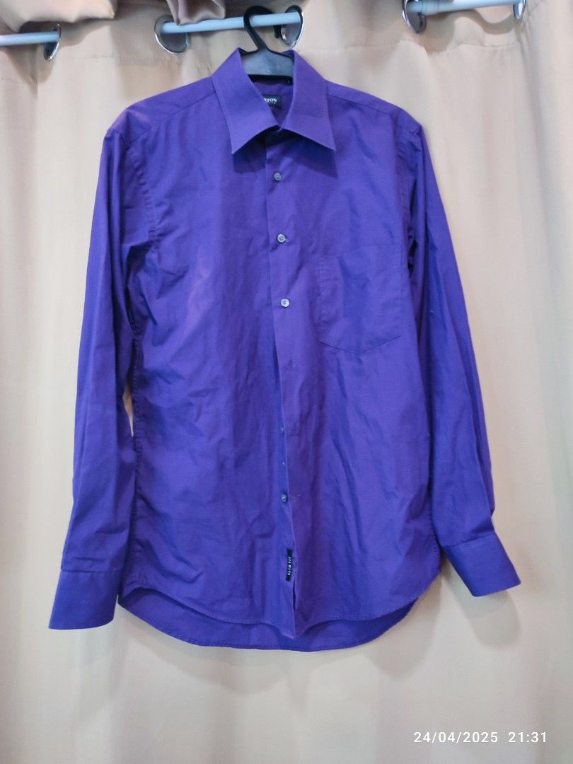Wharton executive formal purple longsleeves (Category: Formal Shirts) located in Malabon City. Submitted by thriftstore.turtle (Listing ID 1365460228, Image 2). Description: color: purple 💜🪻🍇#luvearth size: small.