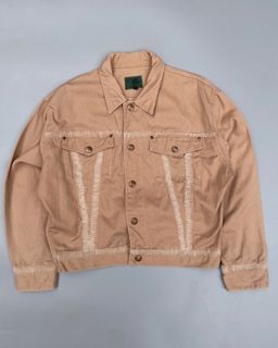 1980s Jean Paul Gaultier Junior Cropped Denim Jacket in Salmon Pink Colorway
