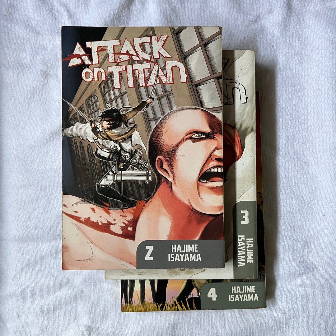 Attack on Titan Vol. 2-4 by Hajime Isayama (Category: Comics & Manga) located in Taytay. Submitted by pompompurinrin (Listing ID 1365520721, Image 1). Description: – ₱350 each, take all for ₱950 – English version – bought them from Fully Booked – flaws shown on photos – rfs : decluttering payment via gcash, shipping fee should be shouldered by the buyer.
