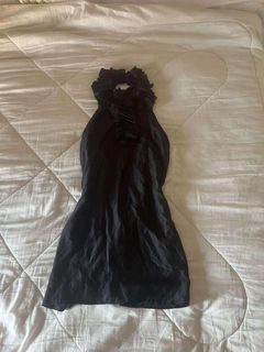 Black Halter Ruffle Top Emo Grunge Goth Academia Acubi Bodycon Couture Preppy Chic Old Money Elegant Classy Dress