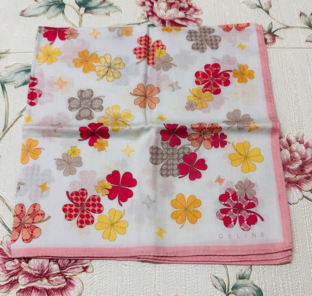 CELINE Handkerchief (Category: Luxury Accessories) located in Manila. Submitted by rarefindsgallery (Listing ID 1365584650, Image 1). Description: Celine Paris Neckerchief/ Handkerchief Size: 19” x 19” 💯 cotton Hand rolled hem In good condition Authentic Made in Japan 🇯🇵.