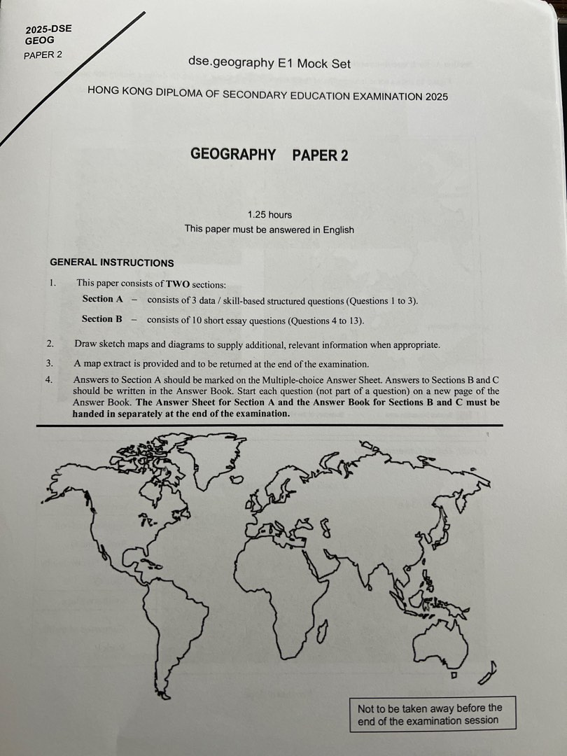 dse.geography 2025 E1 /E2/ Core Mock(送答案), 興趣及遊戲, 書本 & 文具, 教科書 - Carousell