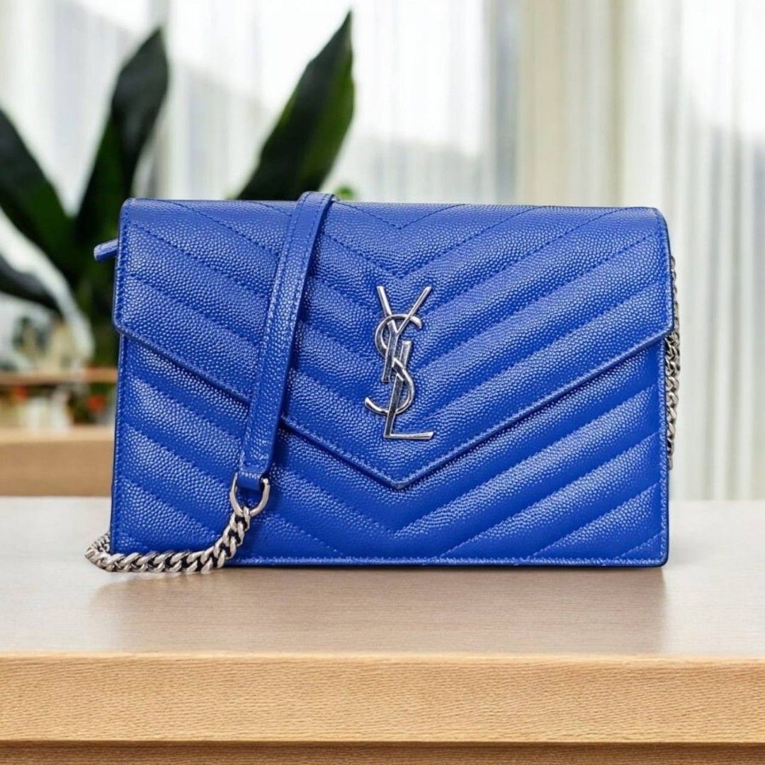 Excellent YSL WOC 19cm Blue Caviar SHW 2018 Dimension 19 x x