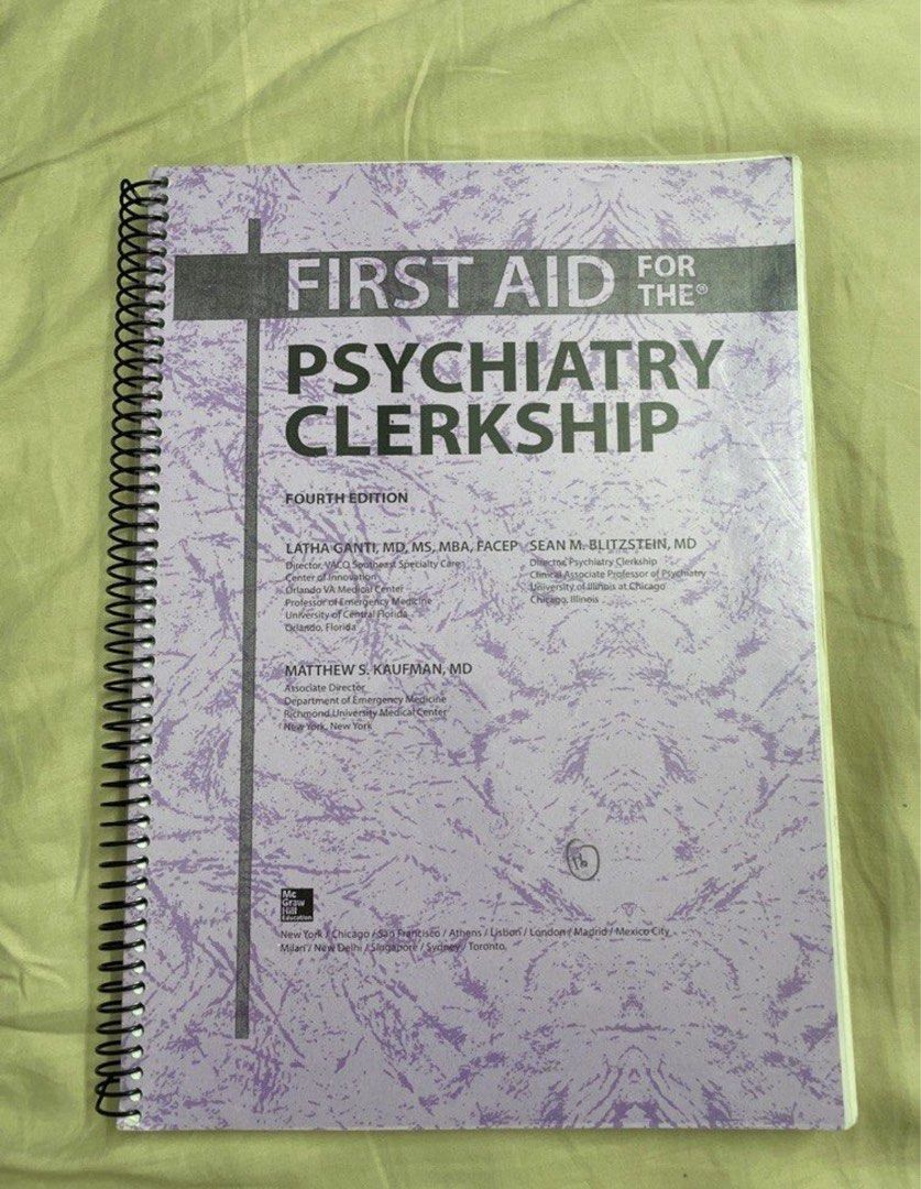 First Aid Psychiatry Clerkship Medical Book, Hobbies & Toys, Books ...