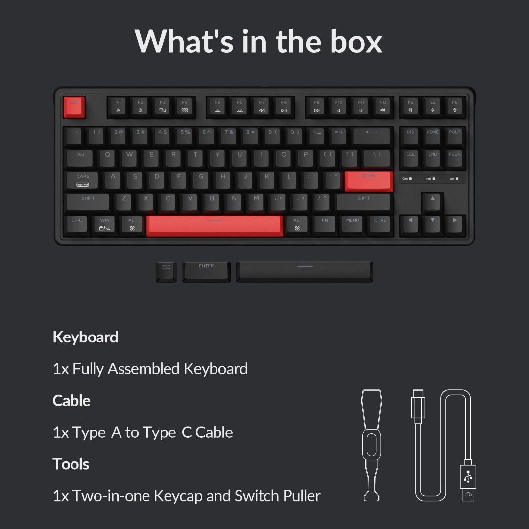 Keychron C3 Pro QMK VIA Wired Mechanical Keyboard - BROWN SWITCH ...