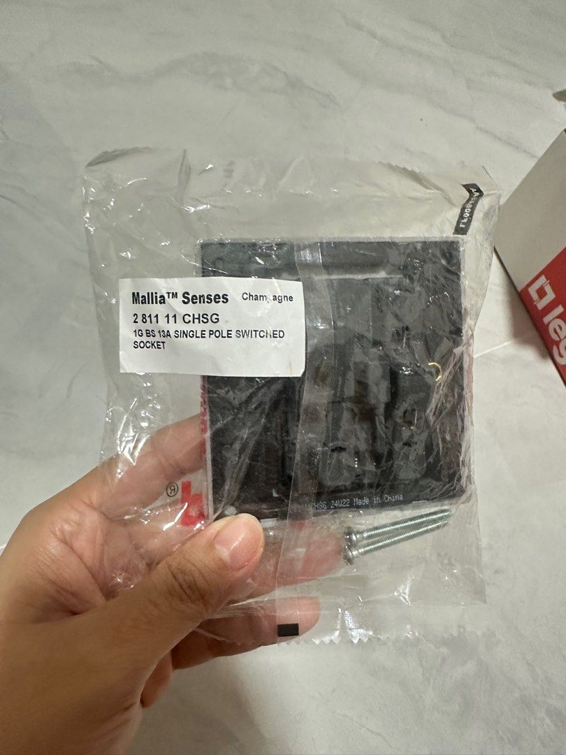 Legrand Switch Socket (Category: Electrical, Adaptors & Sockets) located in Singapore. Submitted by fanni (Listing ID 1365627420, Image 2). Description: Brand new - Mallia Senses Colour: champagne 1G BS 13A Single pole switch socket.