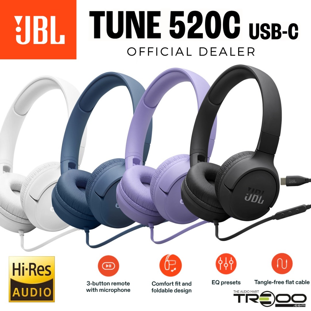 [Official]($3 Cashback!) JBL Tune 520C USB-C (USB Type-C) Wired On-Ear