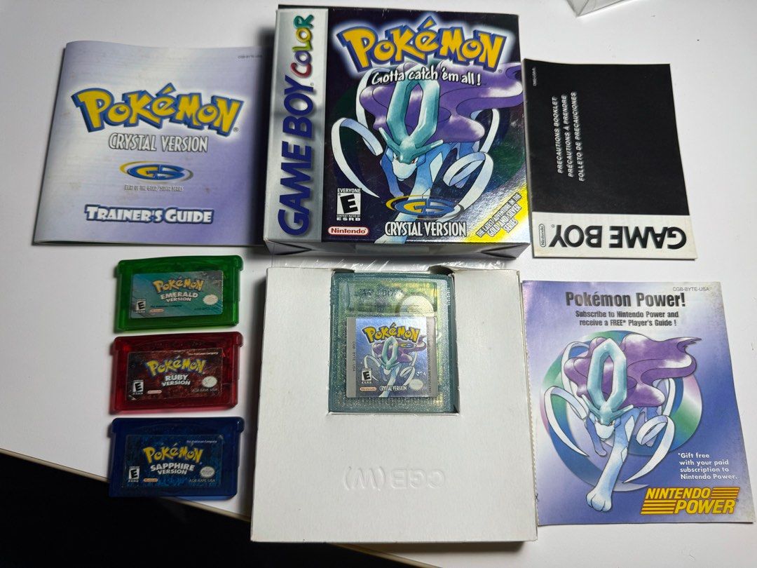 Gameboy Pokemon Crystal CIB & Pokemon Gen 3 loose (Authentic), Video ...