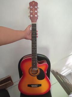 RJ Guitar Deluxe Manila Folk Steel Acoustic Guitar with Beginners guide book & 5 pcs picks